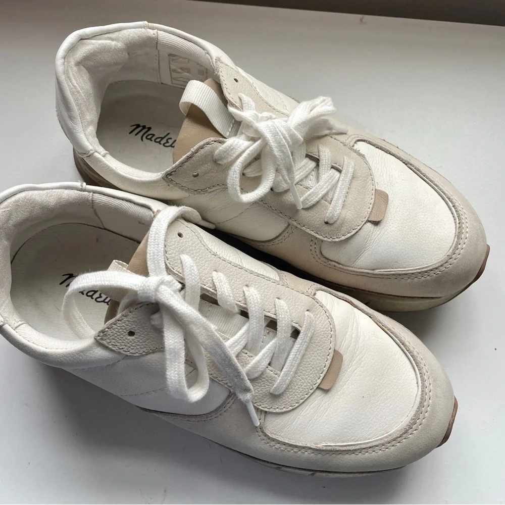 Madewell Kickoff Trainer Sneakers Retro Chunky Colorblock Leather Cream 7
